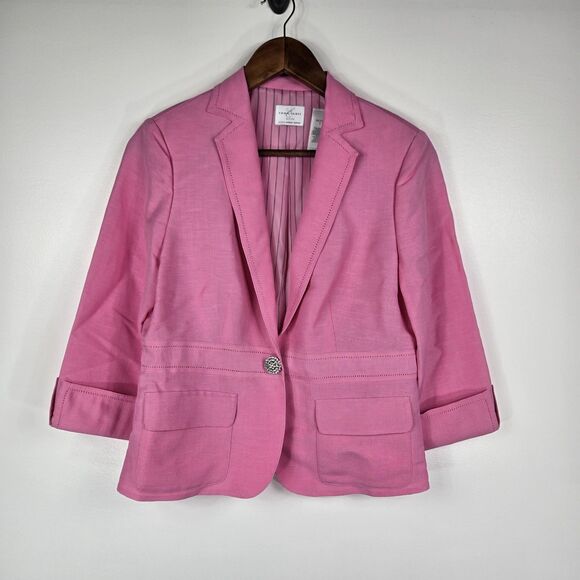 Emma James Petite Women's Size 6P Pink Crop Blazer Jacket - Picture 1 of 10